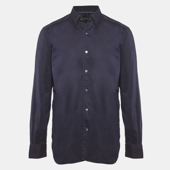 Ermenegildo Zegna Blue Cotton Long Sleeve Shirt L